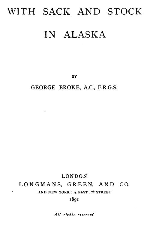 With Sack and Stock in Alaska