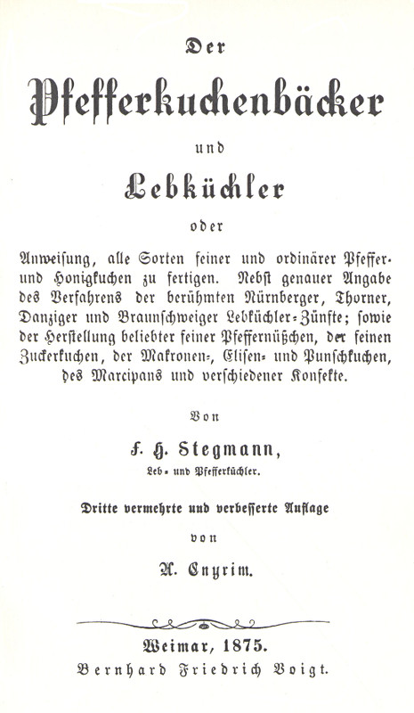 Der Pfefferkuchenbäcker und Lebküchler