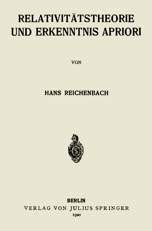 Relativitätstheorie und Erkenntnis Apriori