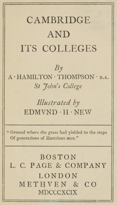 Cambridge and Its Colleges Cambridge and Its Colleges