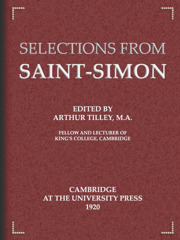 Selections from Saint-Simon Selections from Saint-Simon
