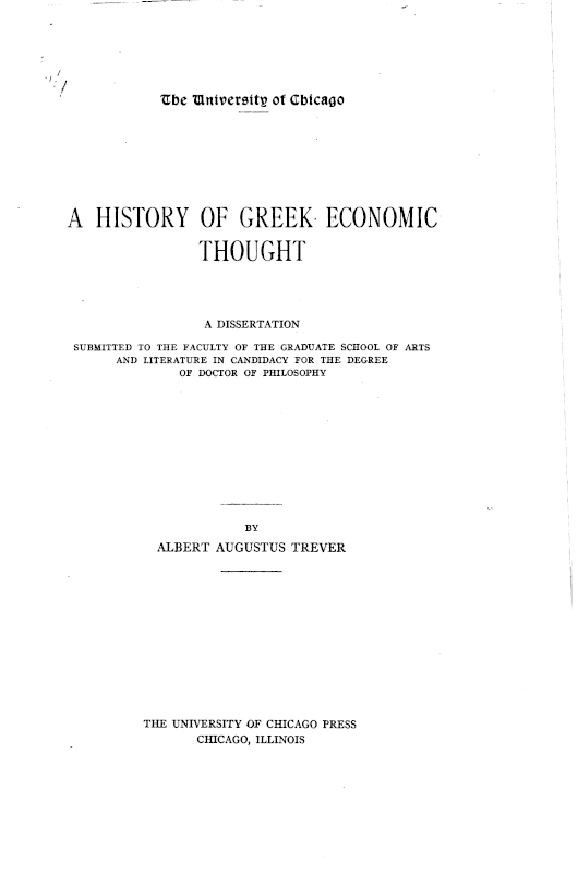A History of Greek Economic Thought A History of Greek Economic Thought