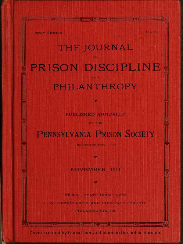 The Journal of Prison Discipline and Philanthropy (Yeni Seri, No. 50) Kasım 1911