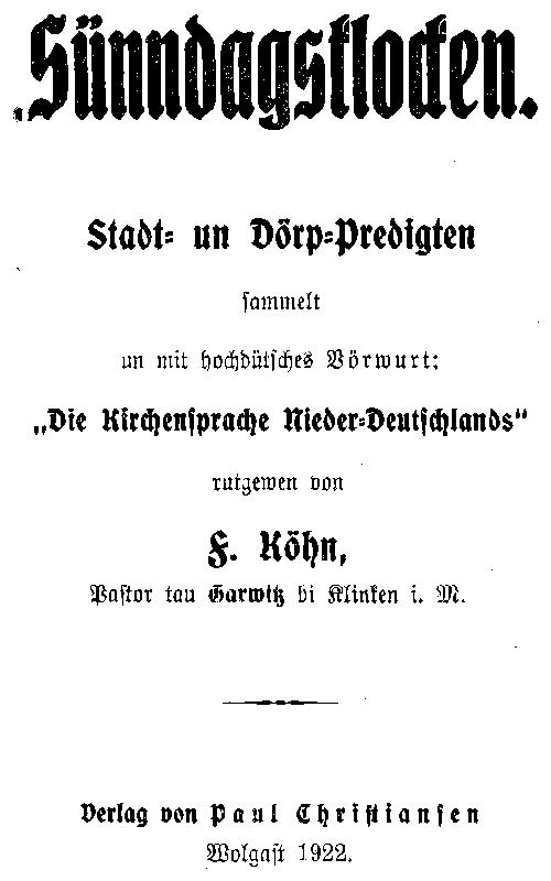 Sünndagsklocken: Stadt- un Dörp-Predigten