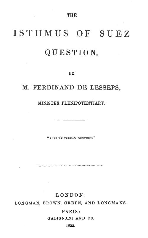 The Isthmus of Suez Question The Isthmus of Suez Question