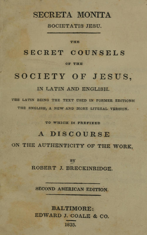 Society of Jesus'in Gizli Öğütleri, Latin ve İngilizce Society of Jesus'in Gizli Öğütleri, Latin ve İngilizce