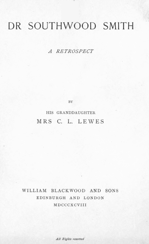 Dr. Southwood Smith: A Retrospect Dr. Southwood Smith: A Retrospect