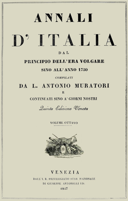 Annali d'Italia, vol. 8 dal principio dell'era volgare sino all'anno 1750 Annali d'Italia, vol. 8 dal principio dell'era volgare sino all'anno 1750