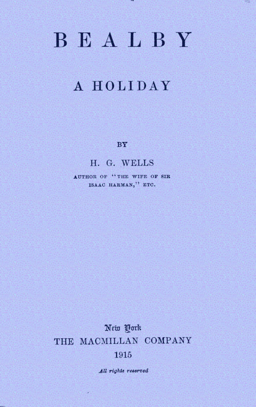 Bealby; A Holiday Bealby; A Holiday