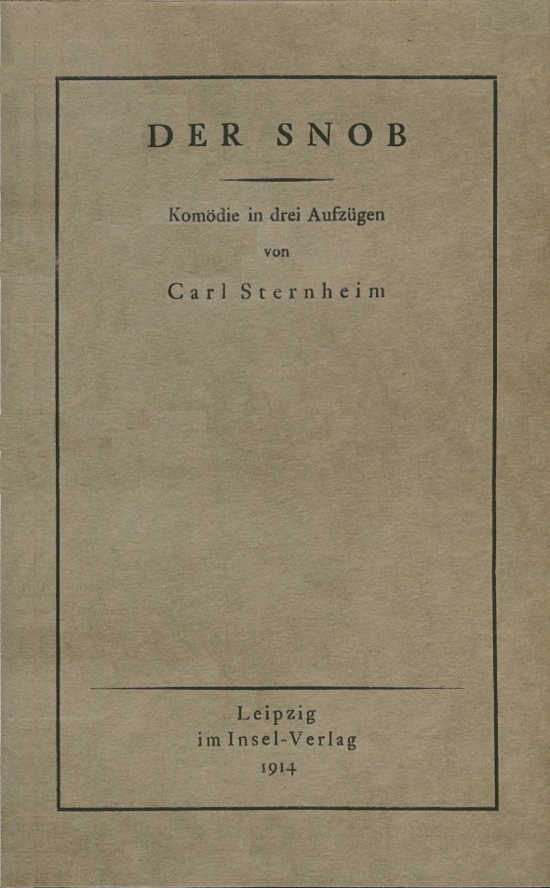Der Snob Komödie in drei Aufzügen Der Snob Komödie in drei Aufzügen