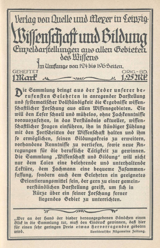 Wissenschaft und Bildung (Katalog) Einzeldarstellungen aus allen Gebieten des Wissens Wissenschaft und Bildung (Katalog) Einzeldarstellungen aus allen Gebieten des Wissens
