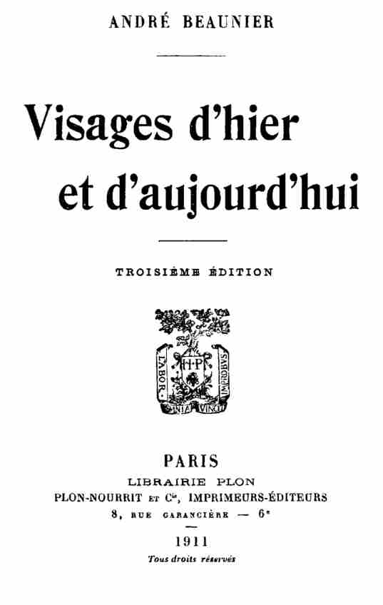 Visages d'hier et d'aujourd'hui Visages d'hier et d'aujourd'hui