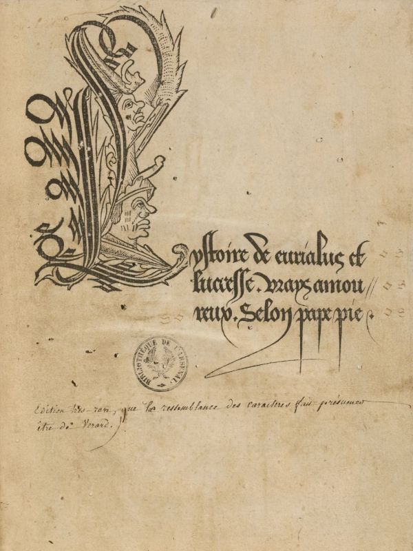 L'Ystoire de Eurialus et Lucresse, vrays amoureux, selon pape Pie L'Ystoire de Eurialus et Lucresse, vrays amoureux, selon pape Pie