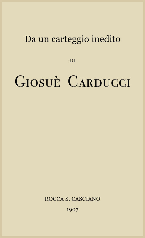 Da un carteggio inedito Da un carteggio inedito