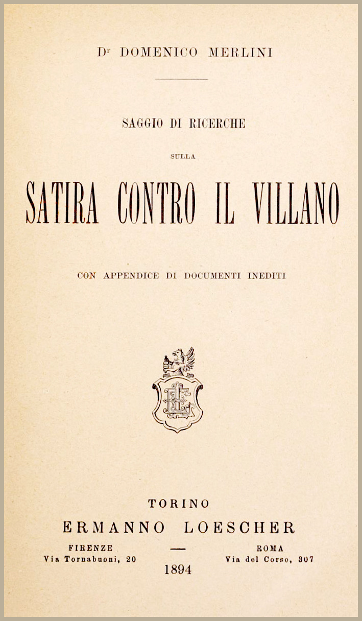 Saggio di ricerche sulla satira contro il villano Saggio di ricerche sulla satira contro il villano