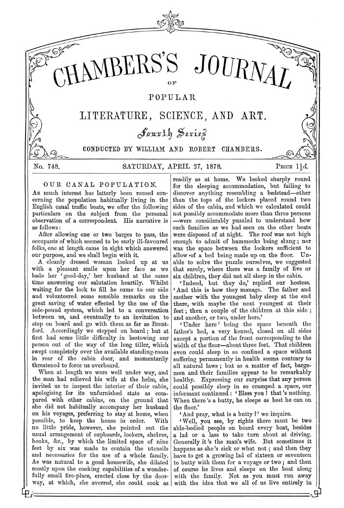 Chambers's Journal of Popular Literature, Science, and Art, No. 748, April 27, 1878