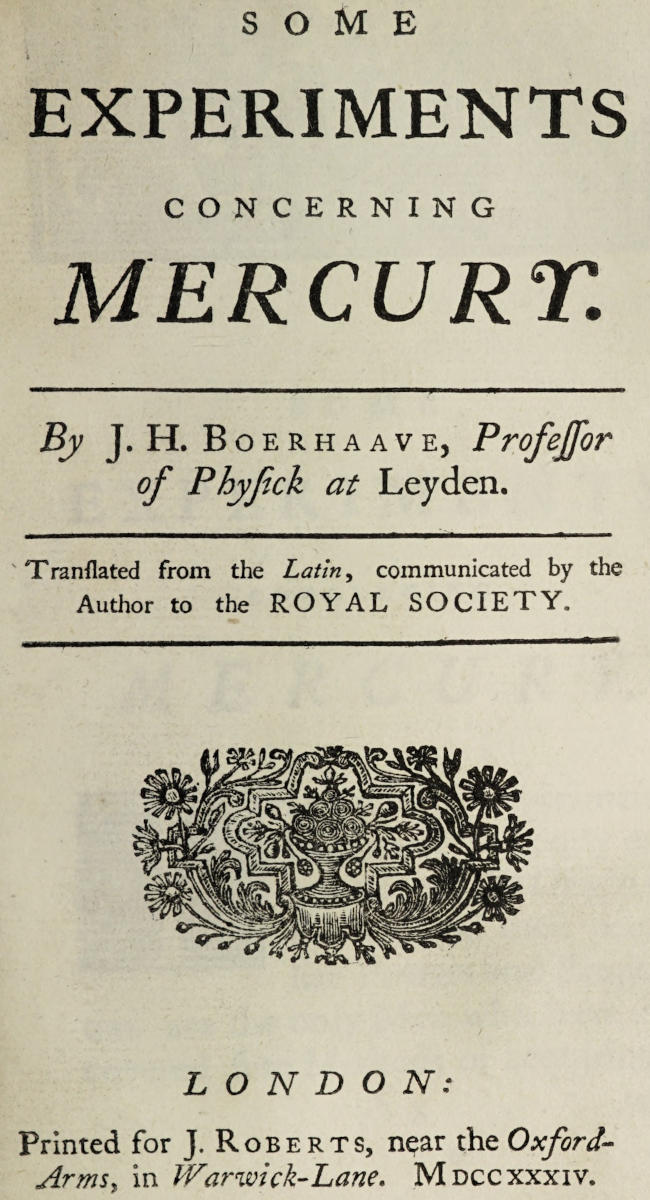 Some Experiments Concerning Mercury Some Experiments Concerning Mercury