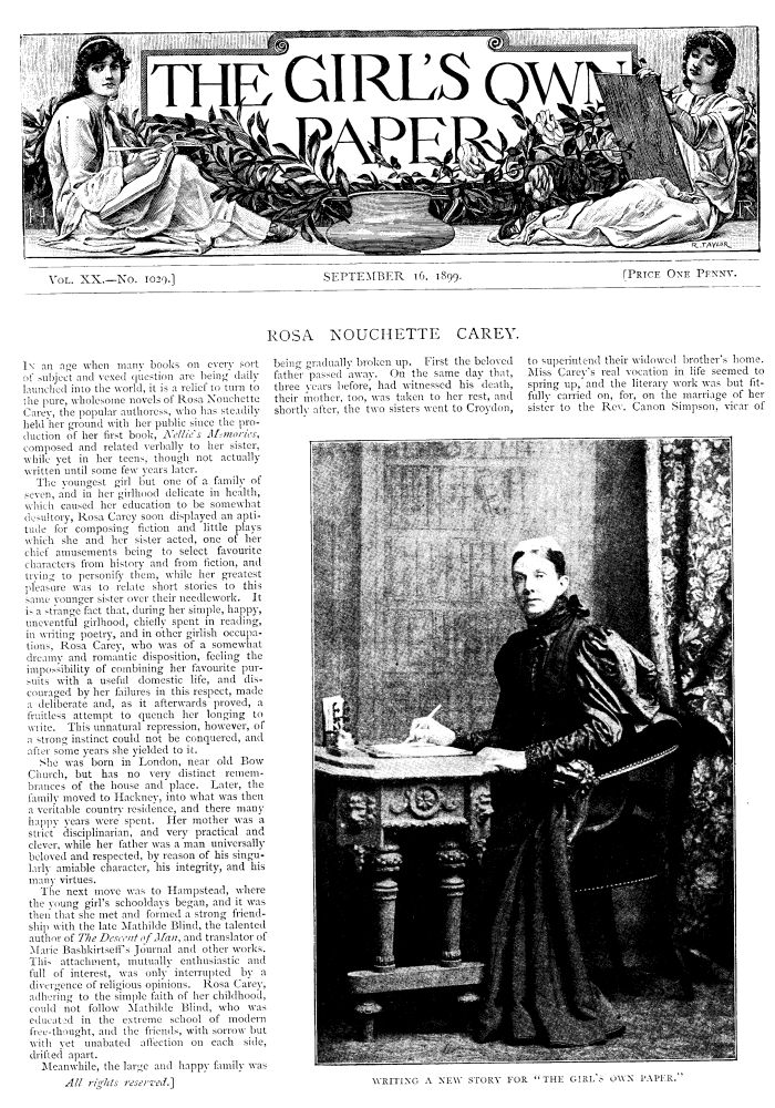 The Girl's Own Paper, Vol. XX, No. 1029, September 16, 1899 The Girl's Own Paper, Vol. XX, No. 1029, September 16, 1899