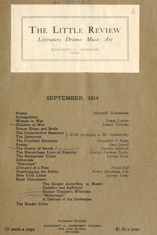 The Little Review, September 1914 (Vol. 1, No. 6) The Little Review, September 1914 (Vol. 1, No. 6)