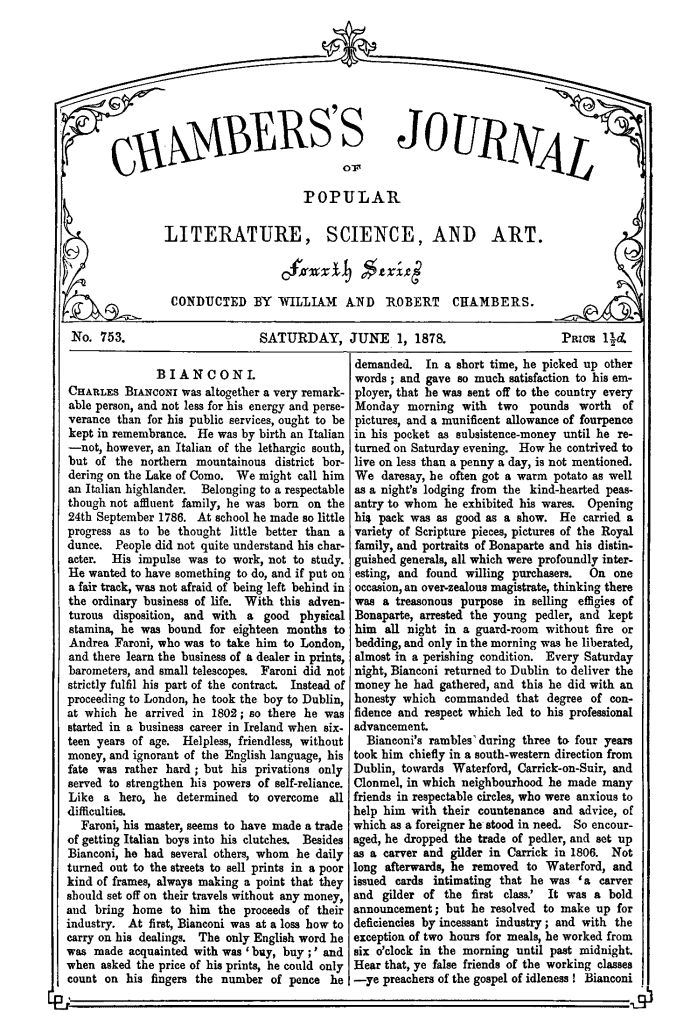 Chambers's Journal of Popular Literature, Science, and Art, No. 753, June 1, 1878 Chambers's Journal of Popular Literature, Science, and Art, No. 753, June 1, 1878