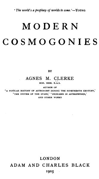 Modern cosmogonies Modern cosmogonies