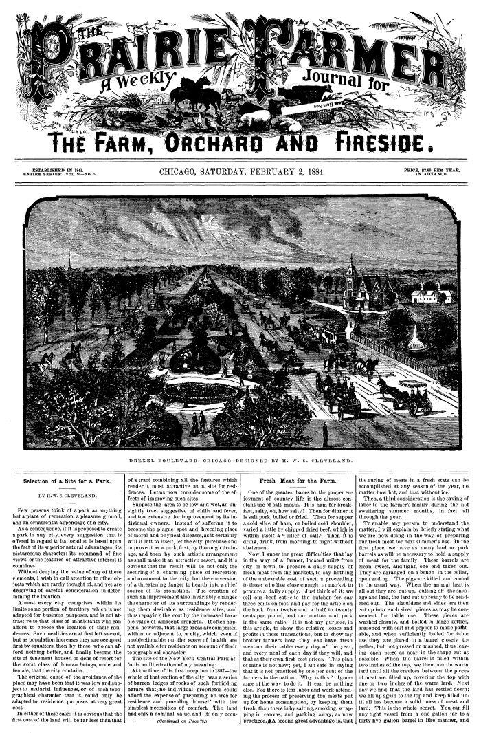 Prairie Farmer, Vol. 56: No. 5, February 2, 1884. A Weekly Journal for the Farm, Orchard and Fireside Prairie Farmer, Vol. 56: No. 5, February 2, 1884. A Weekly Journal for the Farm, Orchard and Fireside