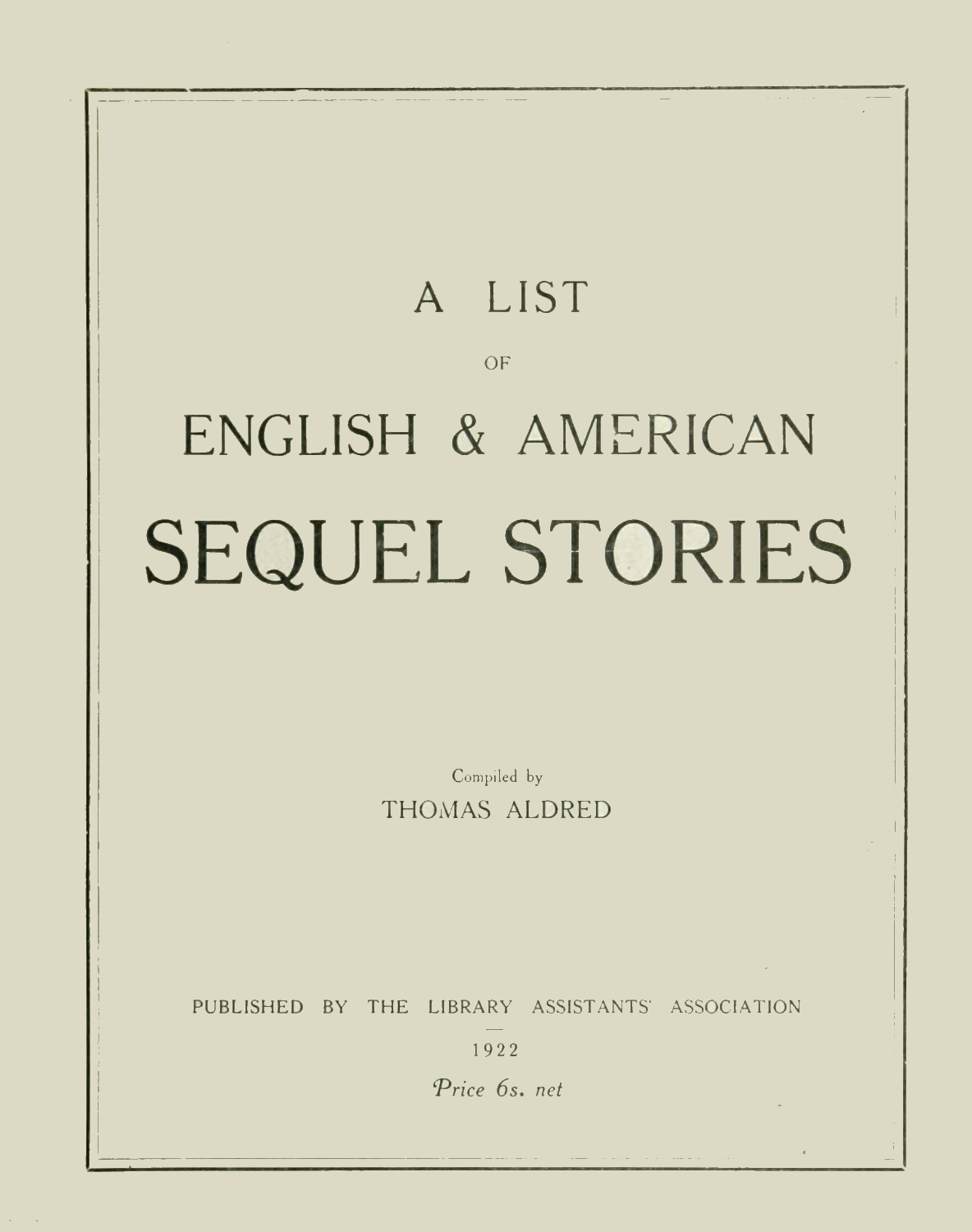 A List of English & American Sequel Stories
