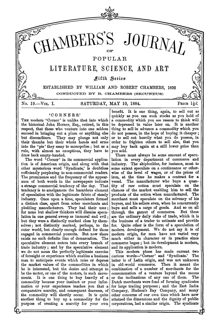 Chambers'ın Popüler Edebiyat, Bilim ve Sanat Dergisi, Beşinci Seri, No. 19, Cilt I, 10 Mayıs 1884 Chambers'ın Popüler Edebiyat, Bilim ve Sanat Dergisi, Beşinci Seri, No. 19, Cilt I, 10 Mayıs 1884