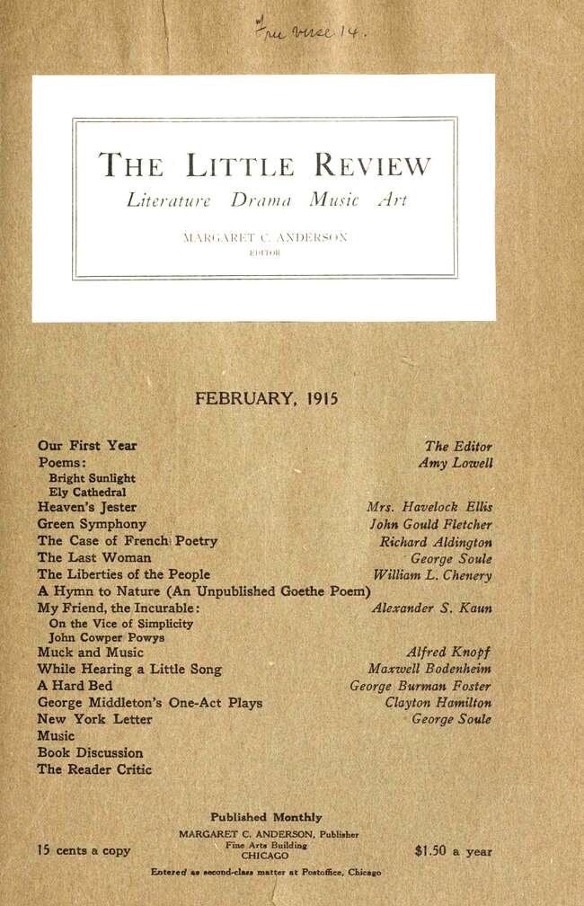 The Little Review, February 1915 (Vol. 1, No. 11) The Little Review, February 1915 (Vol. 1, No. 11)