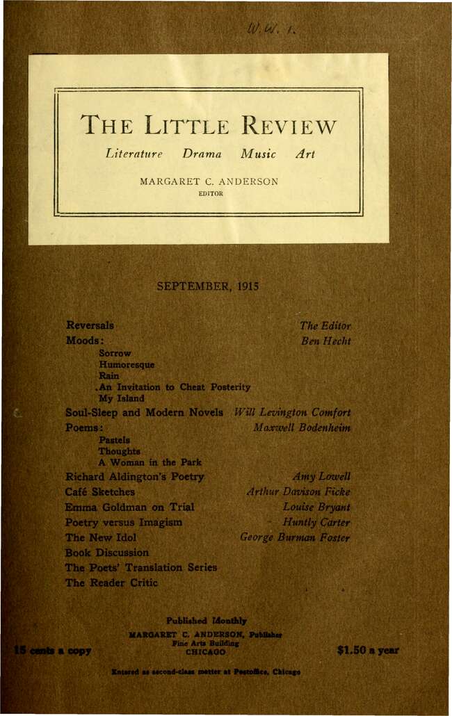 The Little Review, September 1915 (Vol. 2, No. 6) The Little Review, September 1915 (Vol. 2, No. 6)