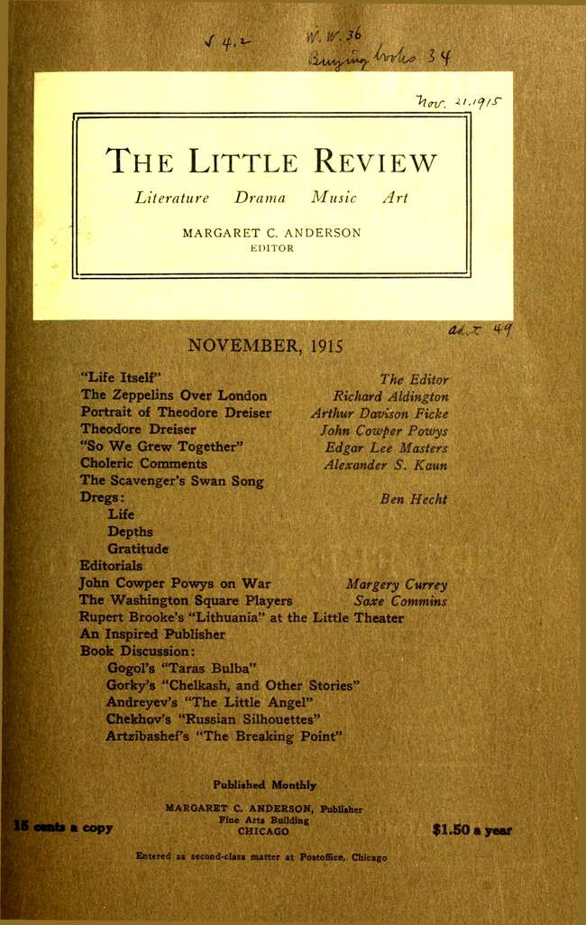 The Little Review, November 1915 (Vol. 2, No. 8) The Little Review, November 1915 (Vol. 2, No. 8)