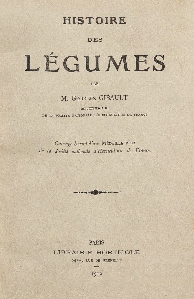 Histoire des légumes Histoire des légumes