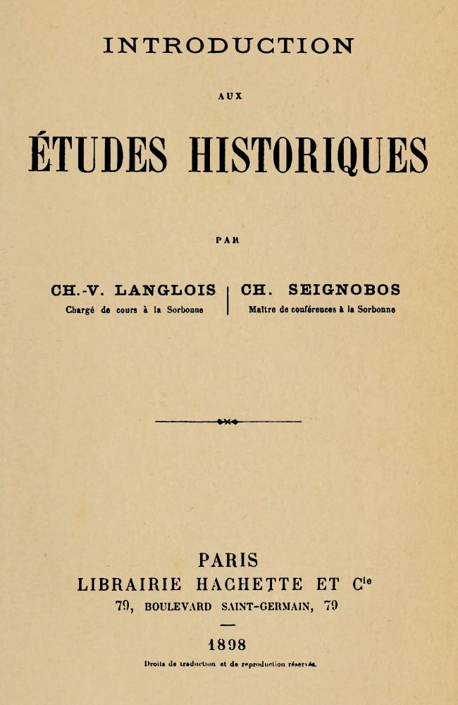 Introduction aux études historiques Introduction aux études historiques