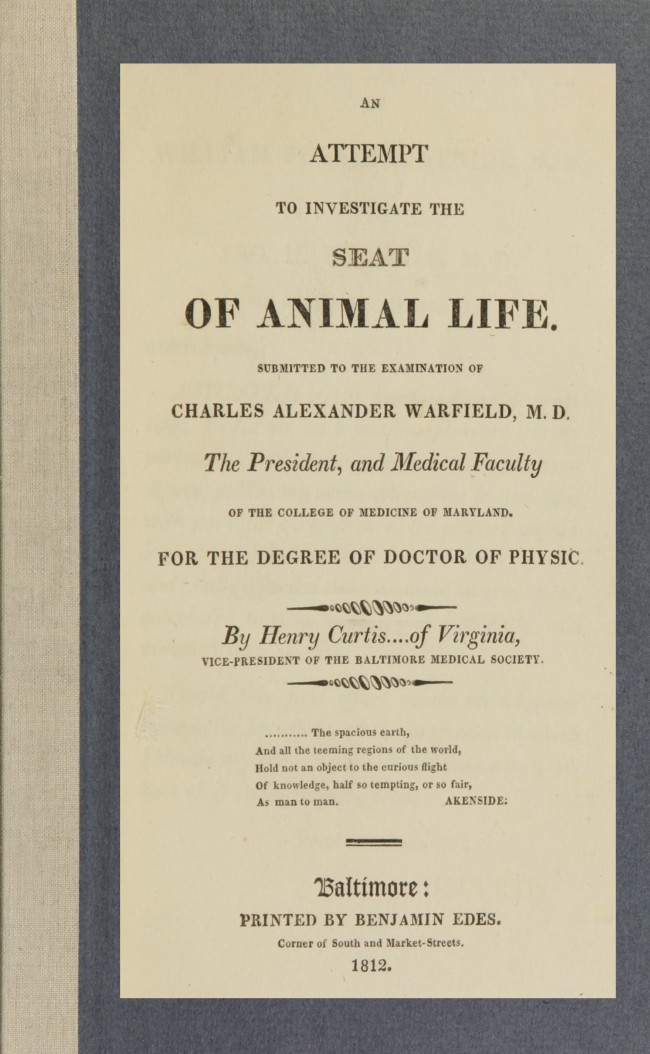 An Attempt to Investigate the Seat of Animal Life An Attempt to Investigate the Seat of Animal Life