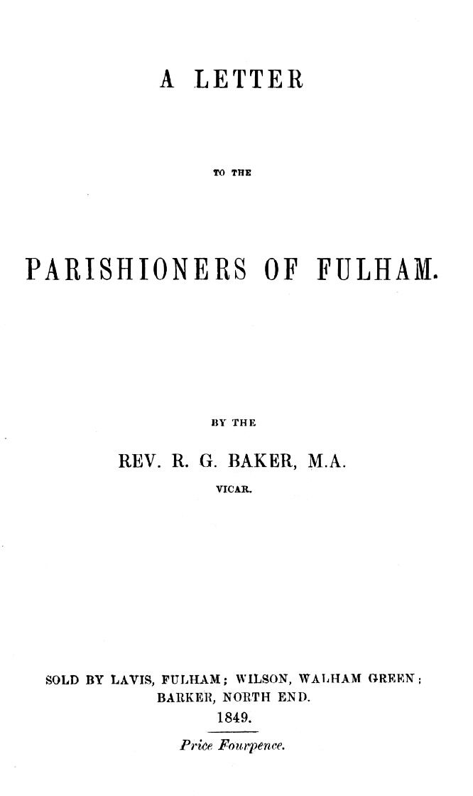 A Letter to the Parishioners of Fulham A Letter to the Parishioners of Fulham