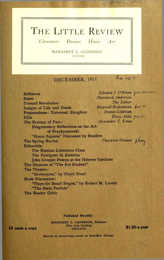 The Little Review, December 1915 (Vol. 2, No. 9) The Little Review, December 1915 (Vol. 2, No. 9)