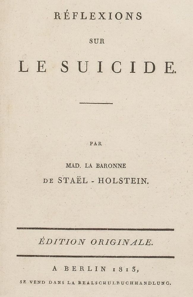 Réflexions sur le suicide