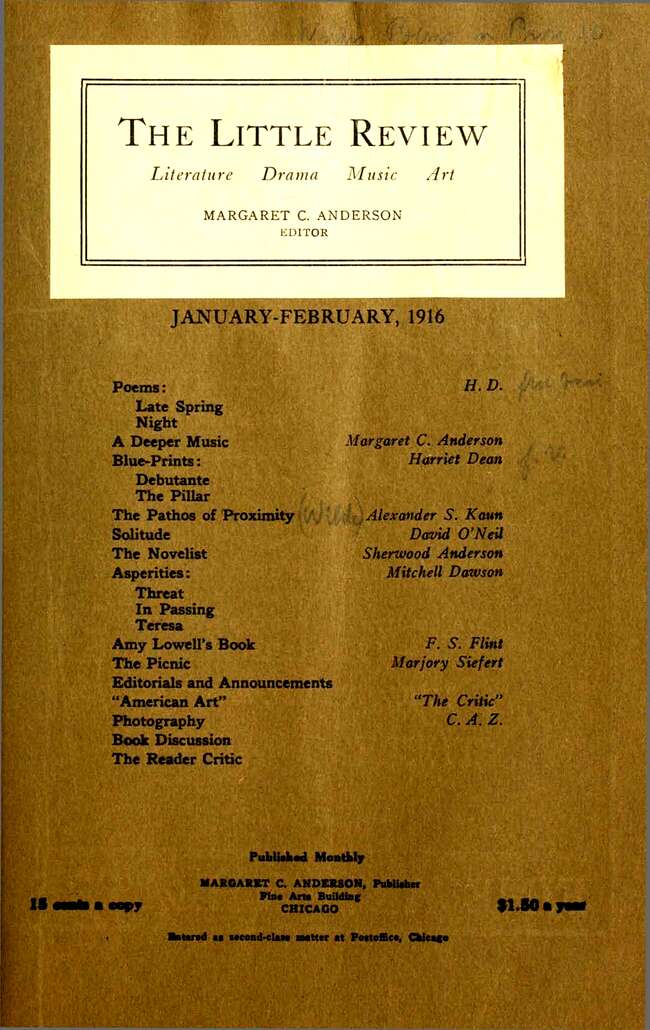 The Little Review, January-February 1916 (Vol. 2, No. 10) The Little Review, January-February 1916 (Vol. 2, No. 10)