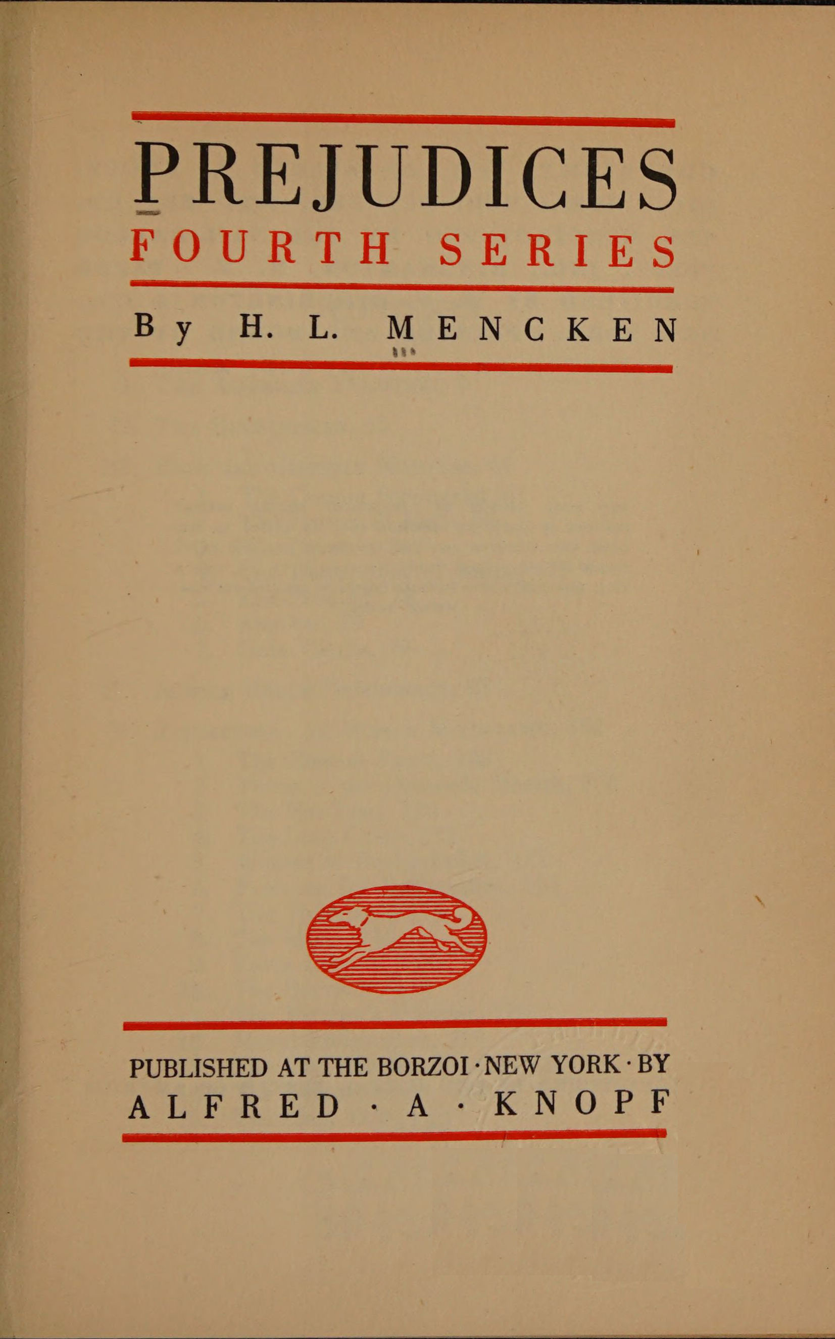 Prejudices, fourth series
