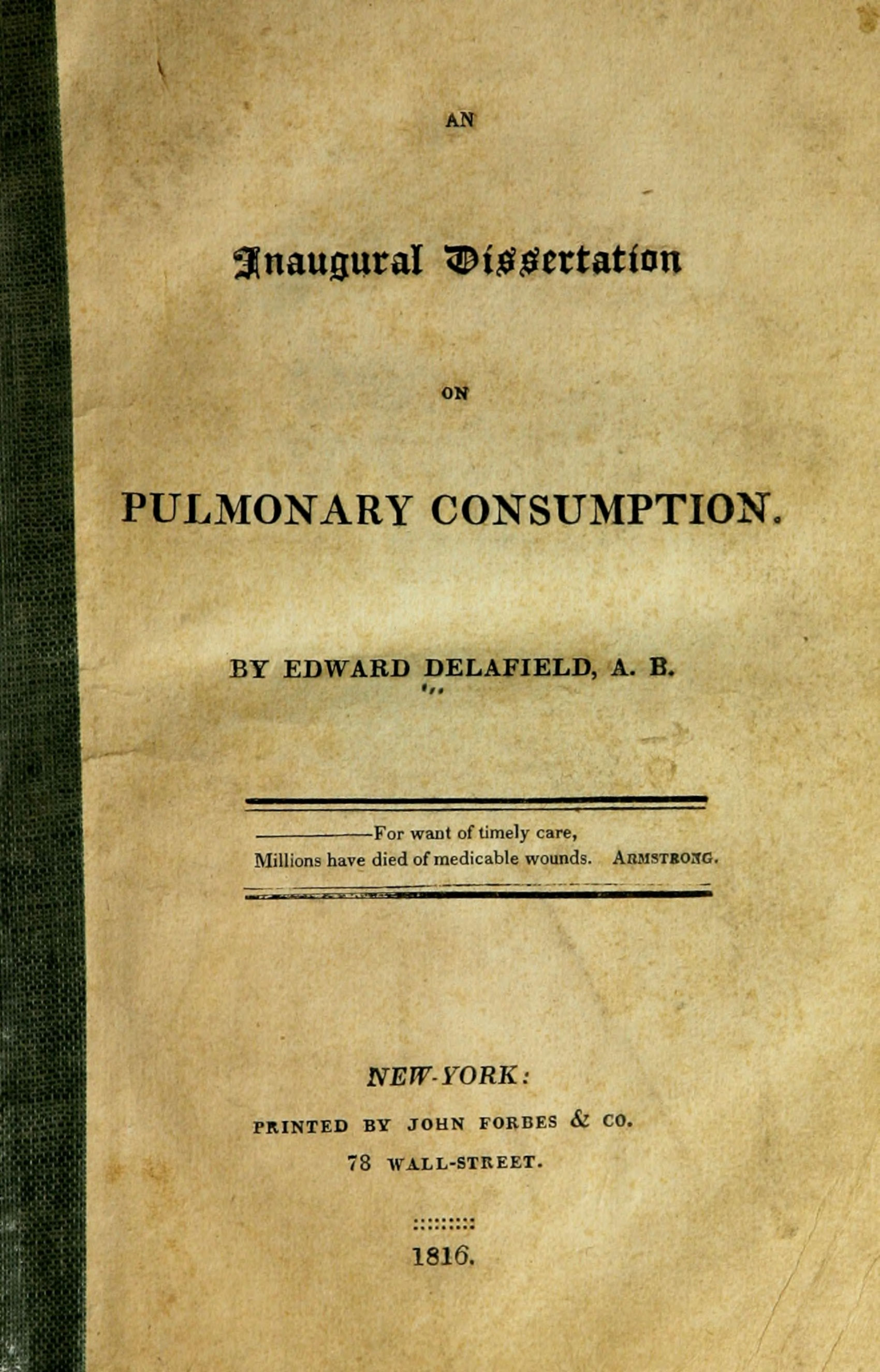 An inaugural dissertation on pulmonary consumption An inaugural dissertation on pulmonary consumption