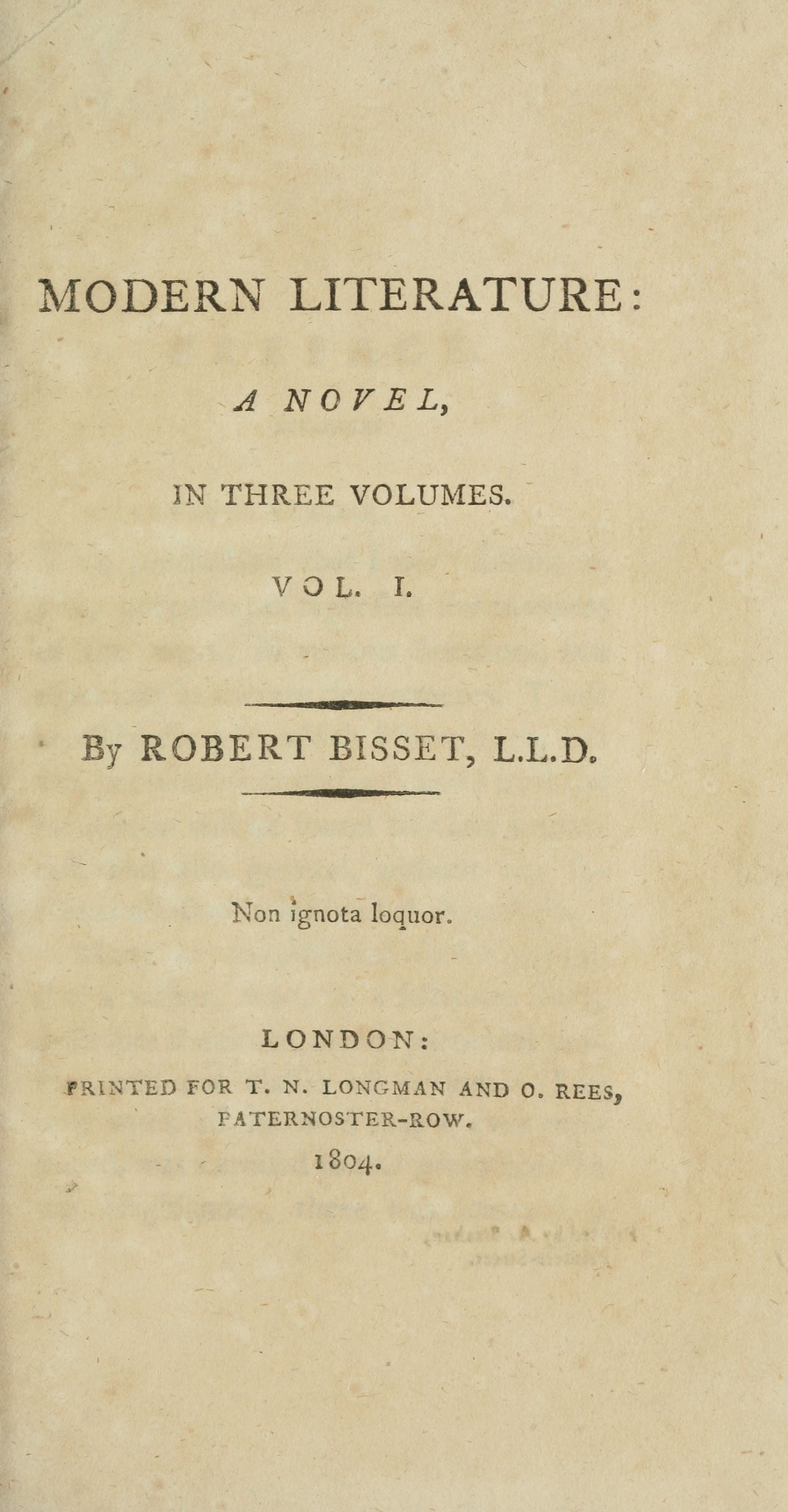 Modern literature: a novel, Volume 1 (of 3) Modern literature: a novel, Volume 1 (of 3)