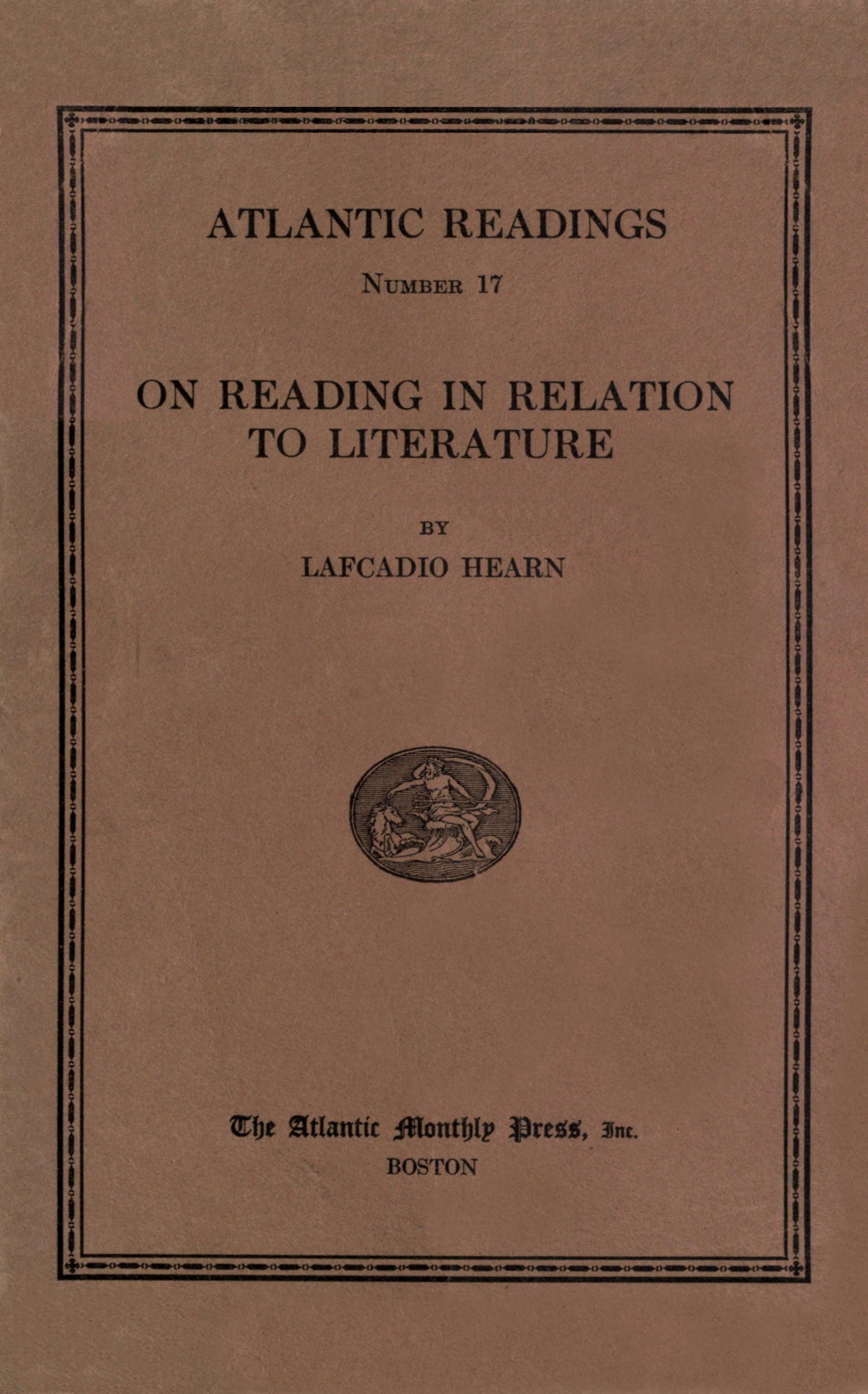 On reading in relation to literature On reading in relation to literature