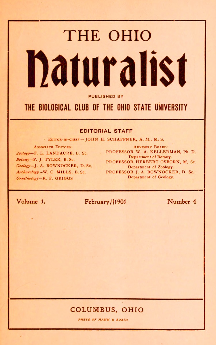 The Ohio naturalist, Vol. 1, No. 4, February 1901 The Ohio naturalist, Vol. 1, No. 4, February 1901