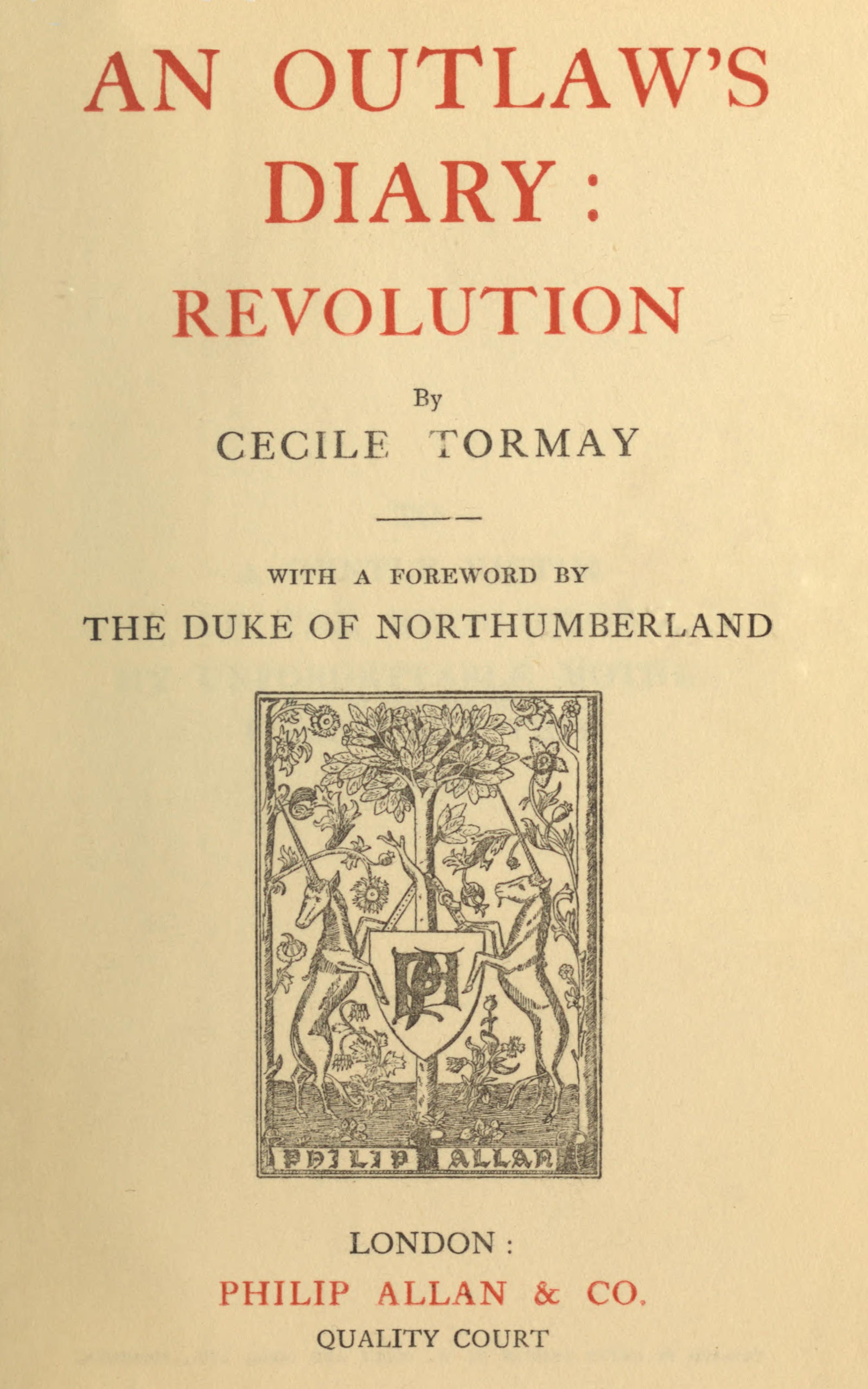 An outlaw's diary: revolution