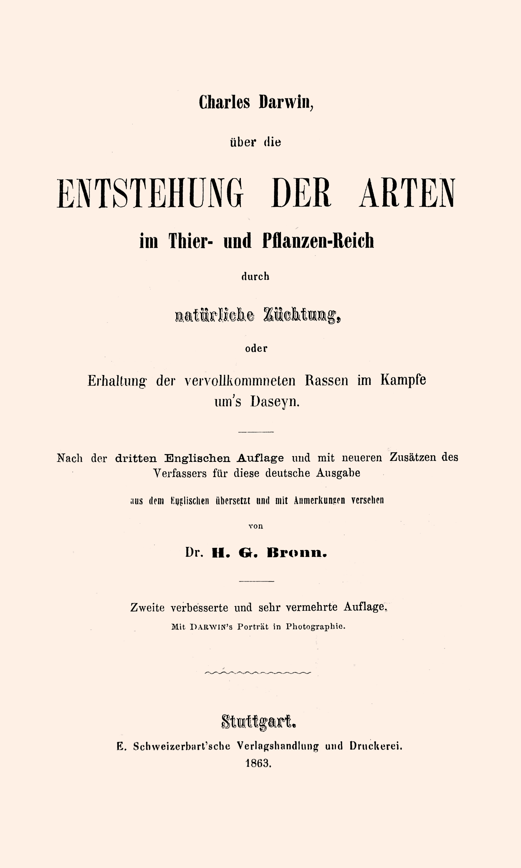 Über die Entstehung der Arten im Thier- und Pflanzen-Reich durch natürliche Züchtung