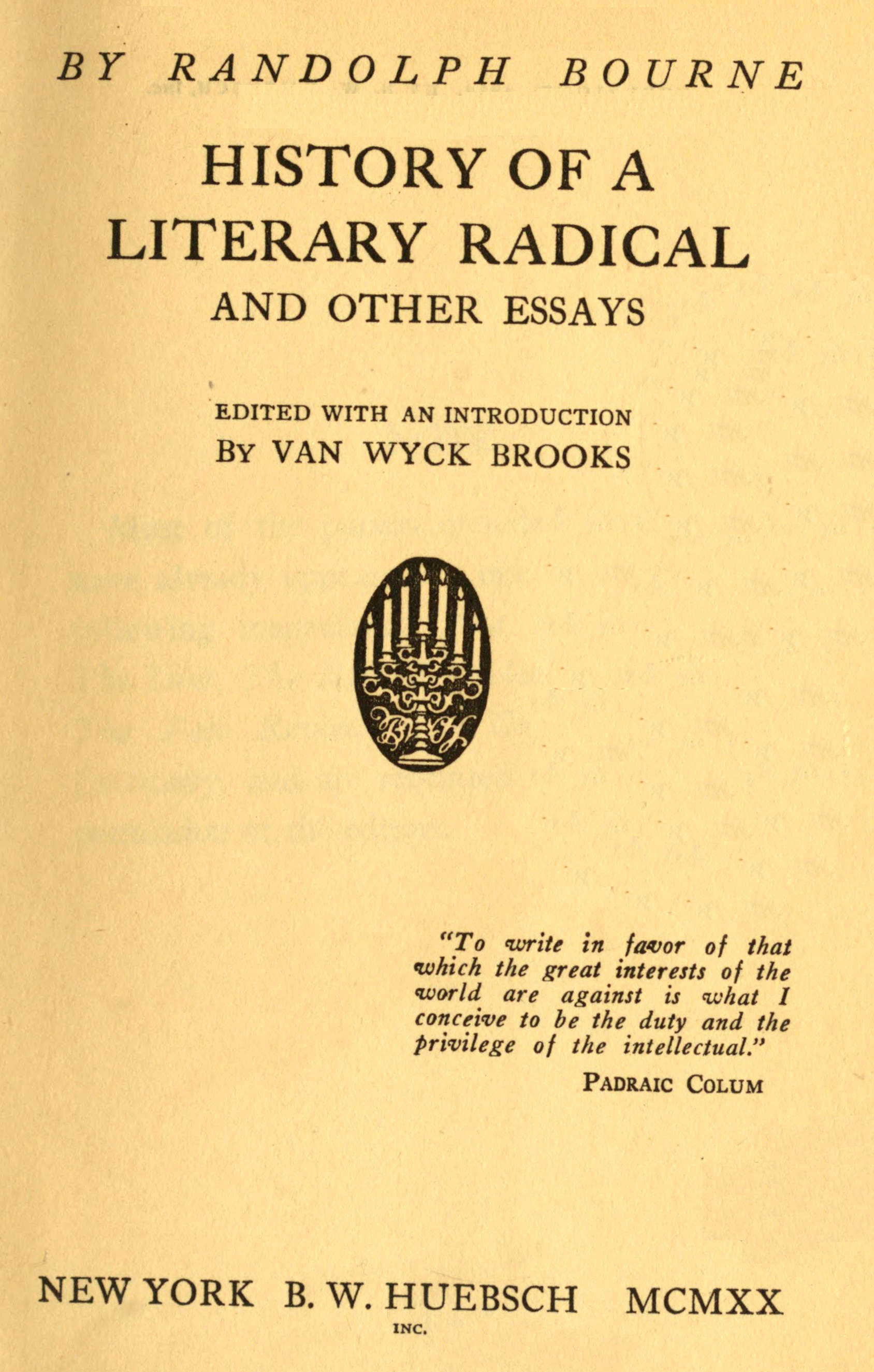 History of a literary radical, and other essays History of a literary radical, and other essays