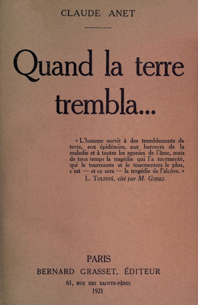 Quand la terre trembla