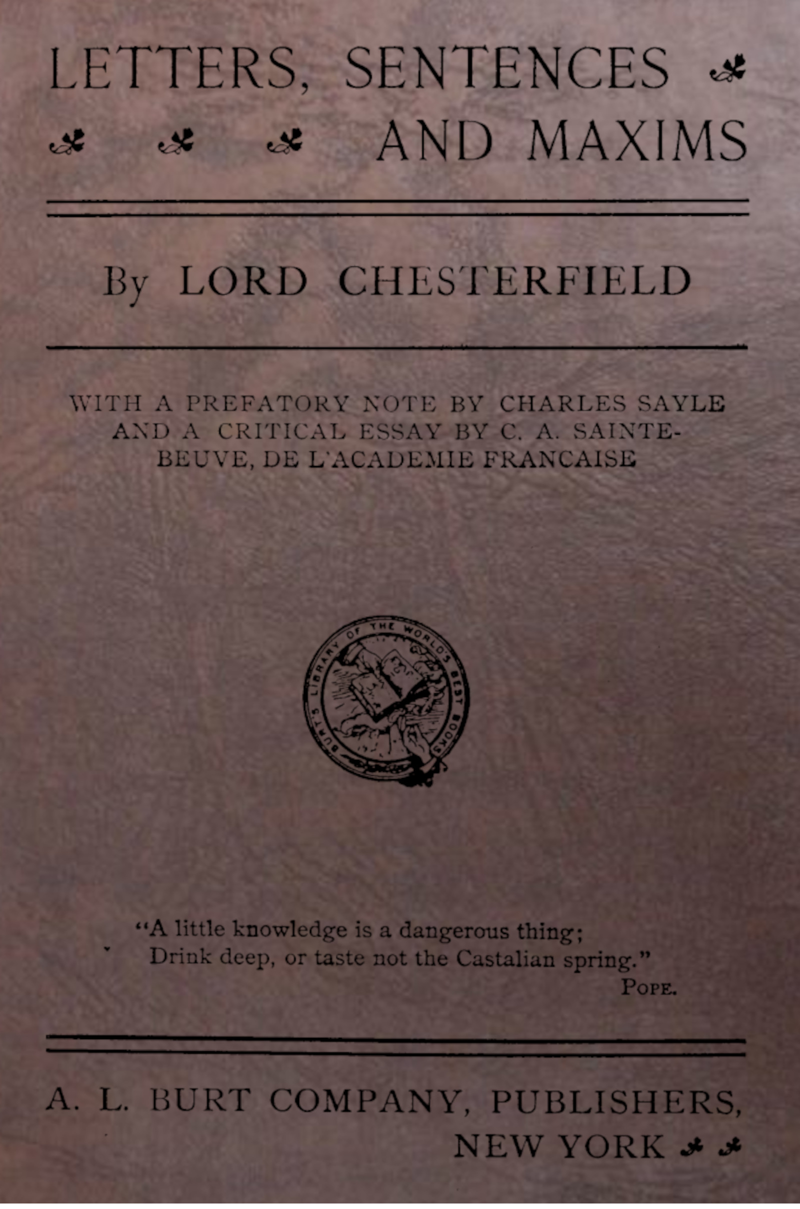 Letters, sentences and maxims Letters, sentences and maxims