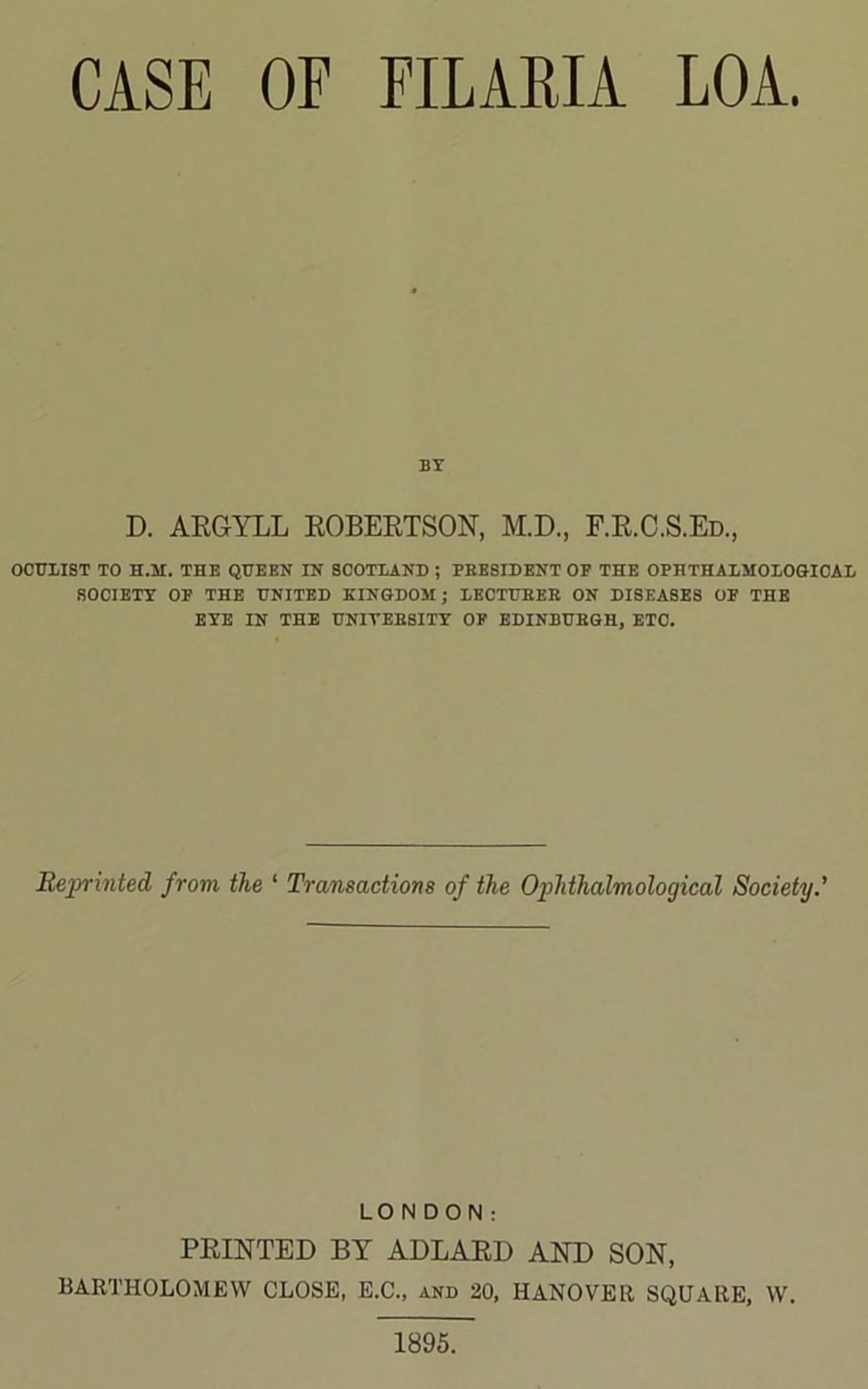 Case of Filaria loa