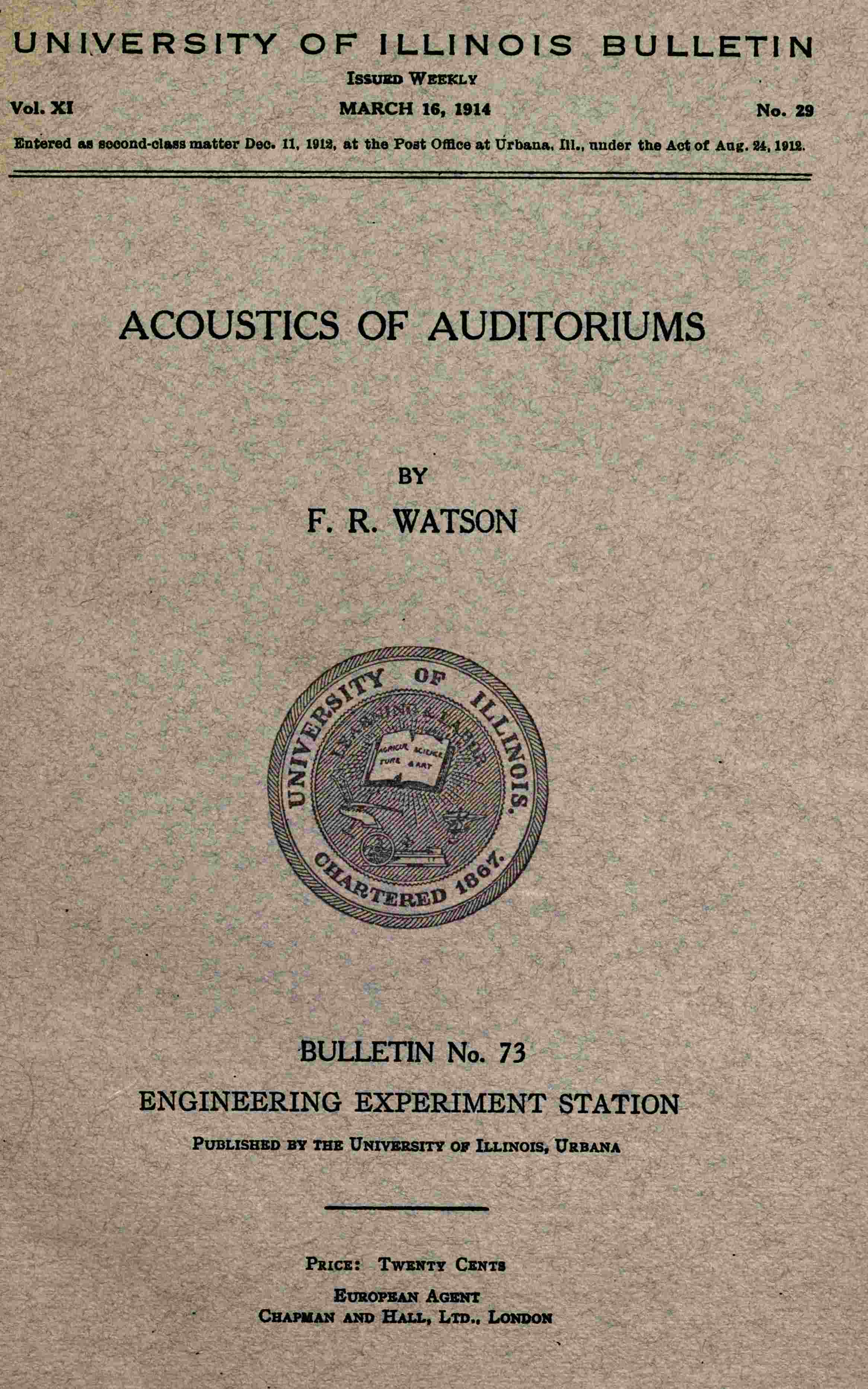 Acoustics of auditoriums Acoustics of auditoriums